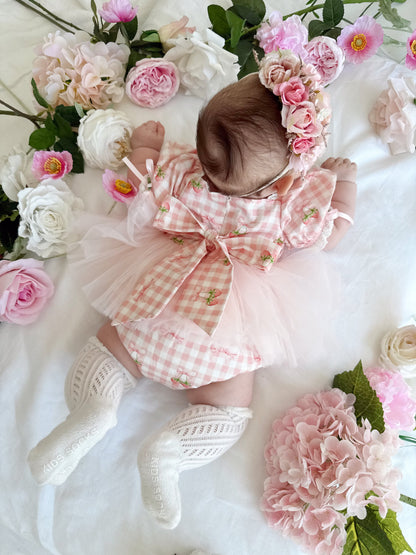Berry Bliss Pink Gingham Baby Girl Tulle Party Romper