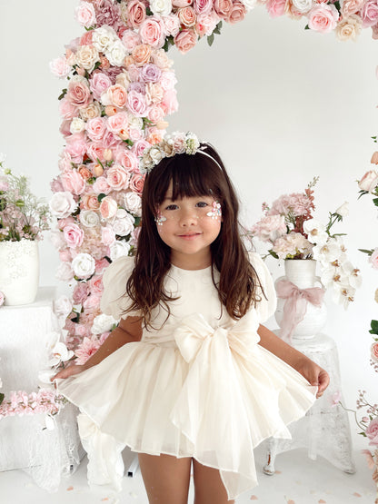 Clementine Matte Cream Organza Baby Girl Romper