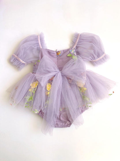 Cupcake Lavender Baby Girl Tulle Party Romper