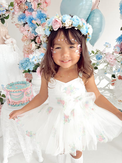 Aletta White Embroidered Baby Girl Tulle Party Romper