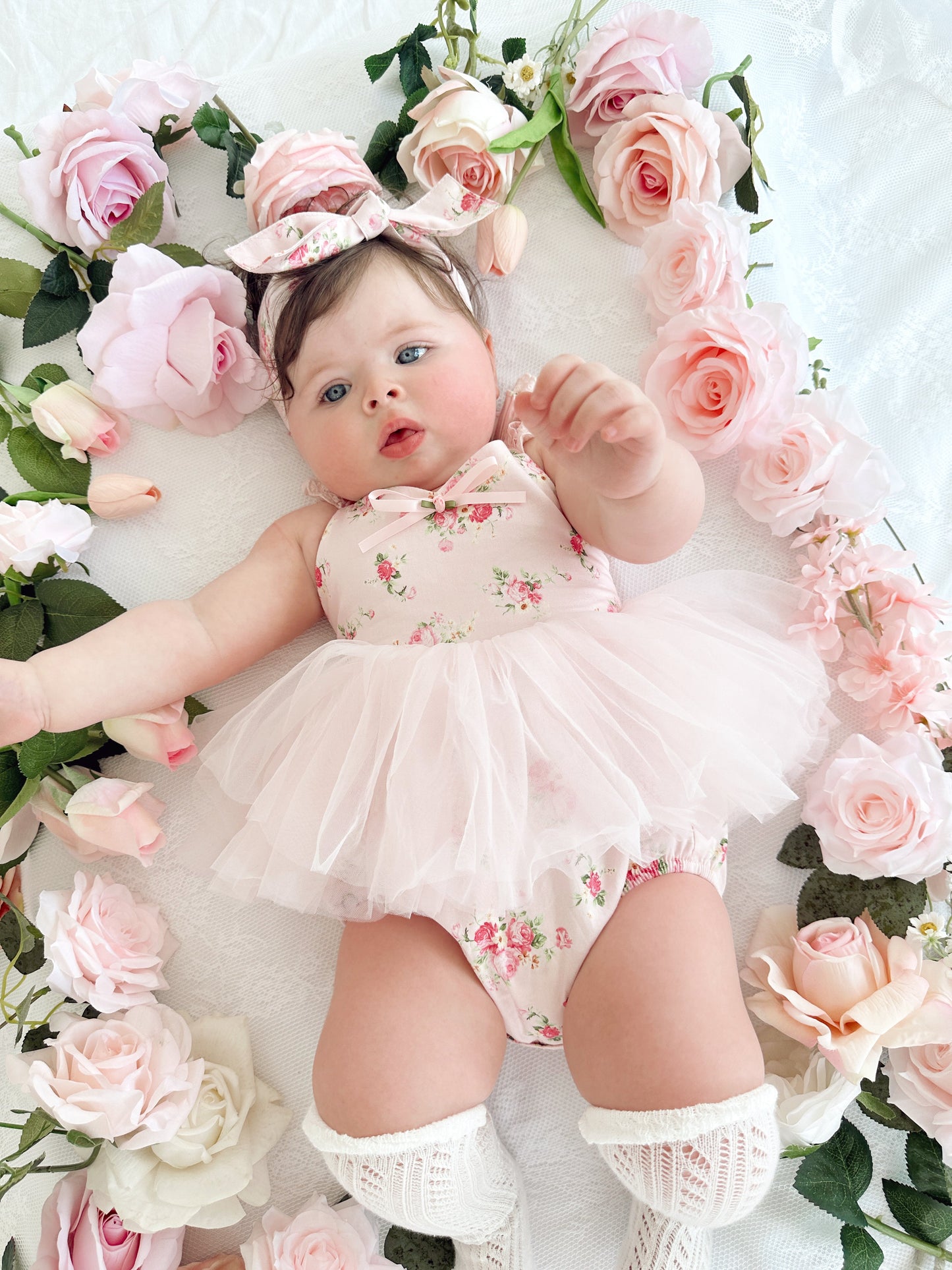 Mirabelle Flower Candy Pink Baby Girl Floral Tulle Party Romper