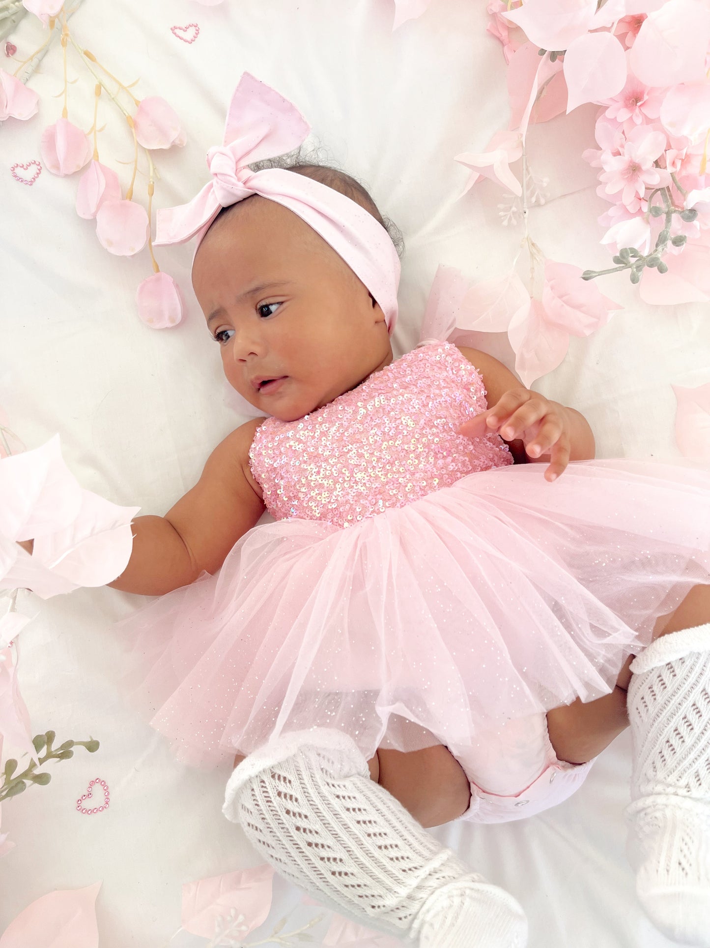 Polly Candy Pink Sequin Baby Girl Tulle Party Romper