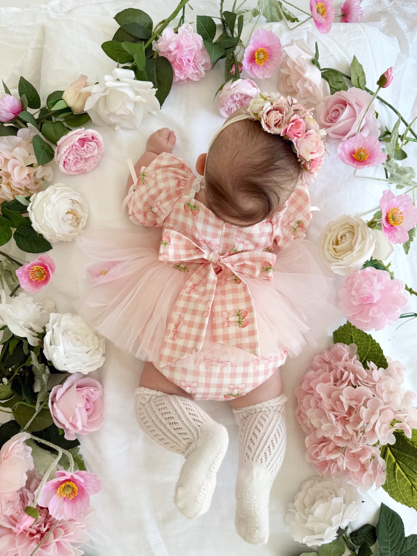 Berry Bliss Pink Gingham Baby Girl Tulle Party Romper