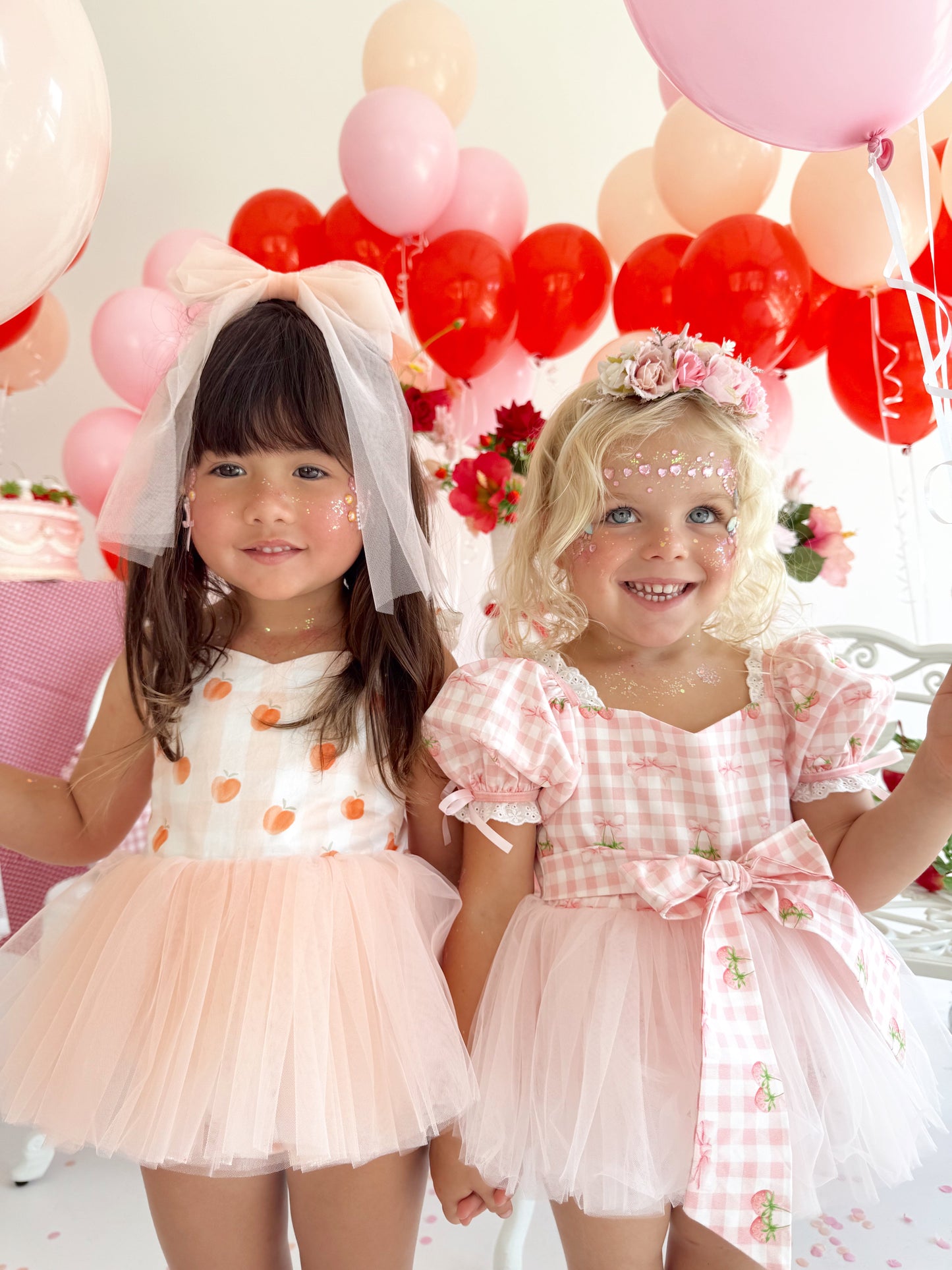 Berry Bliss Pink Gingham Baby Girl Tulle Party Romper