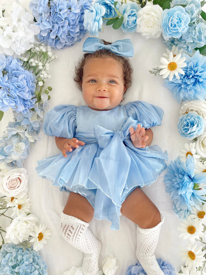Dolly Dove Blue Organza Baby Girl Party Romper