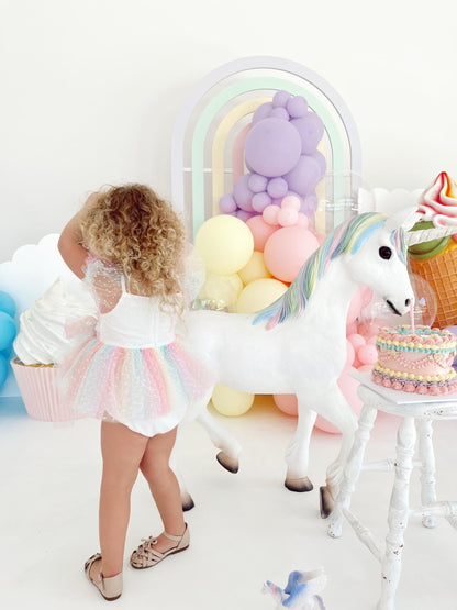 Rainbow Fairy Floss Baby Girl Tulle Party Romper