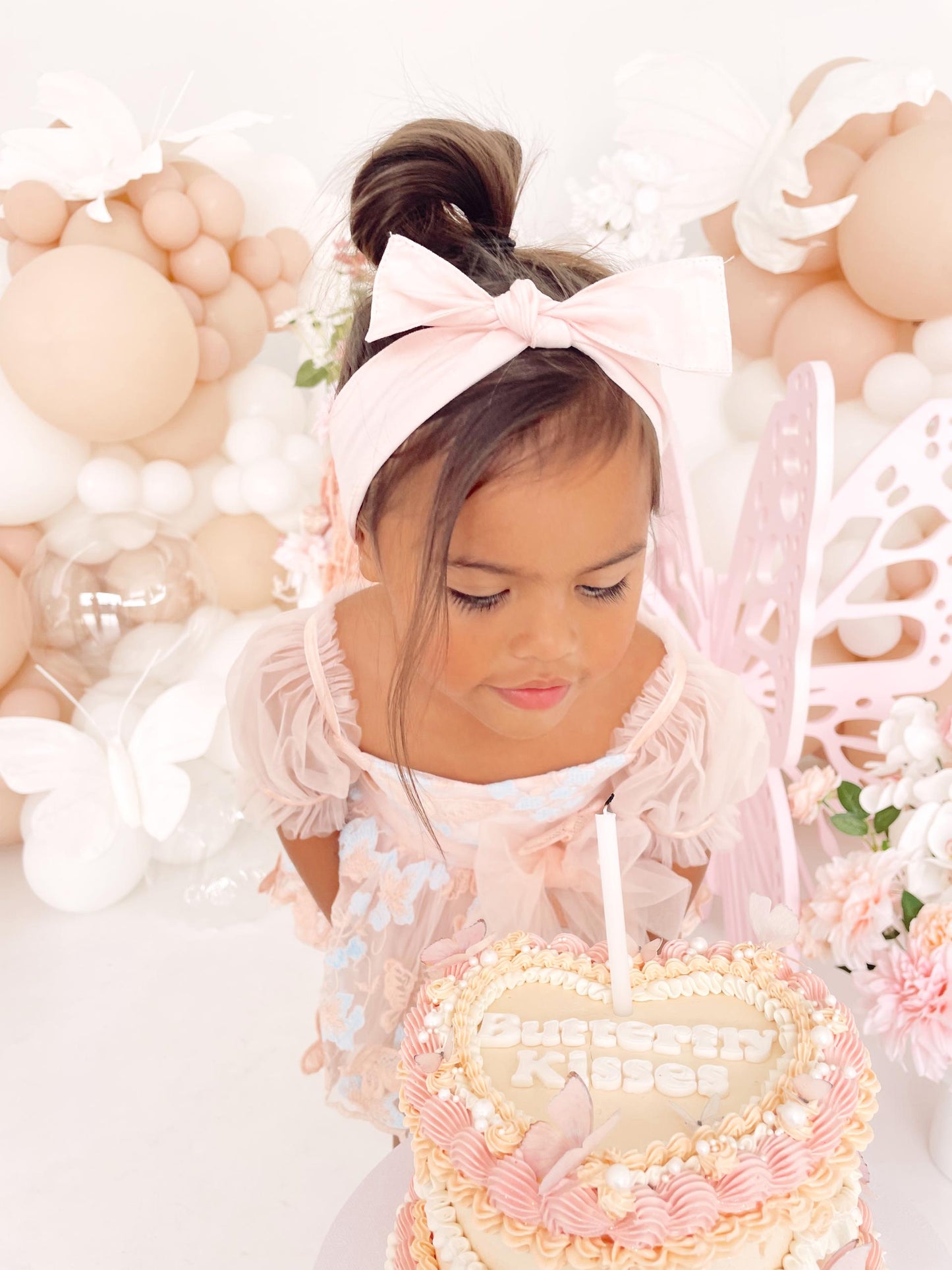 Butterfly Kisses Peach Rose Baby Girl Embroidered Tulle Party Romper