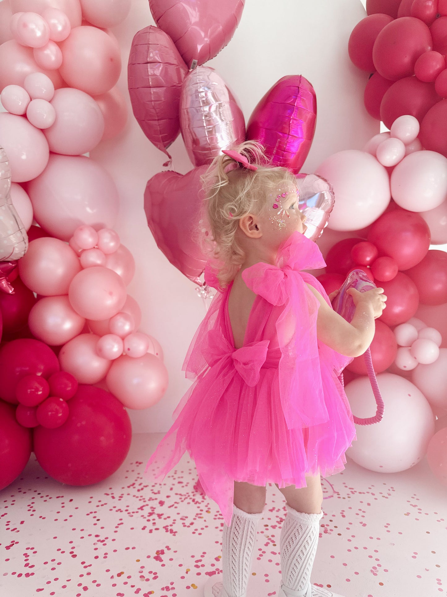 Theodora Fuchsia Pink Sequin Baby Girl Tulle Party Romper