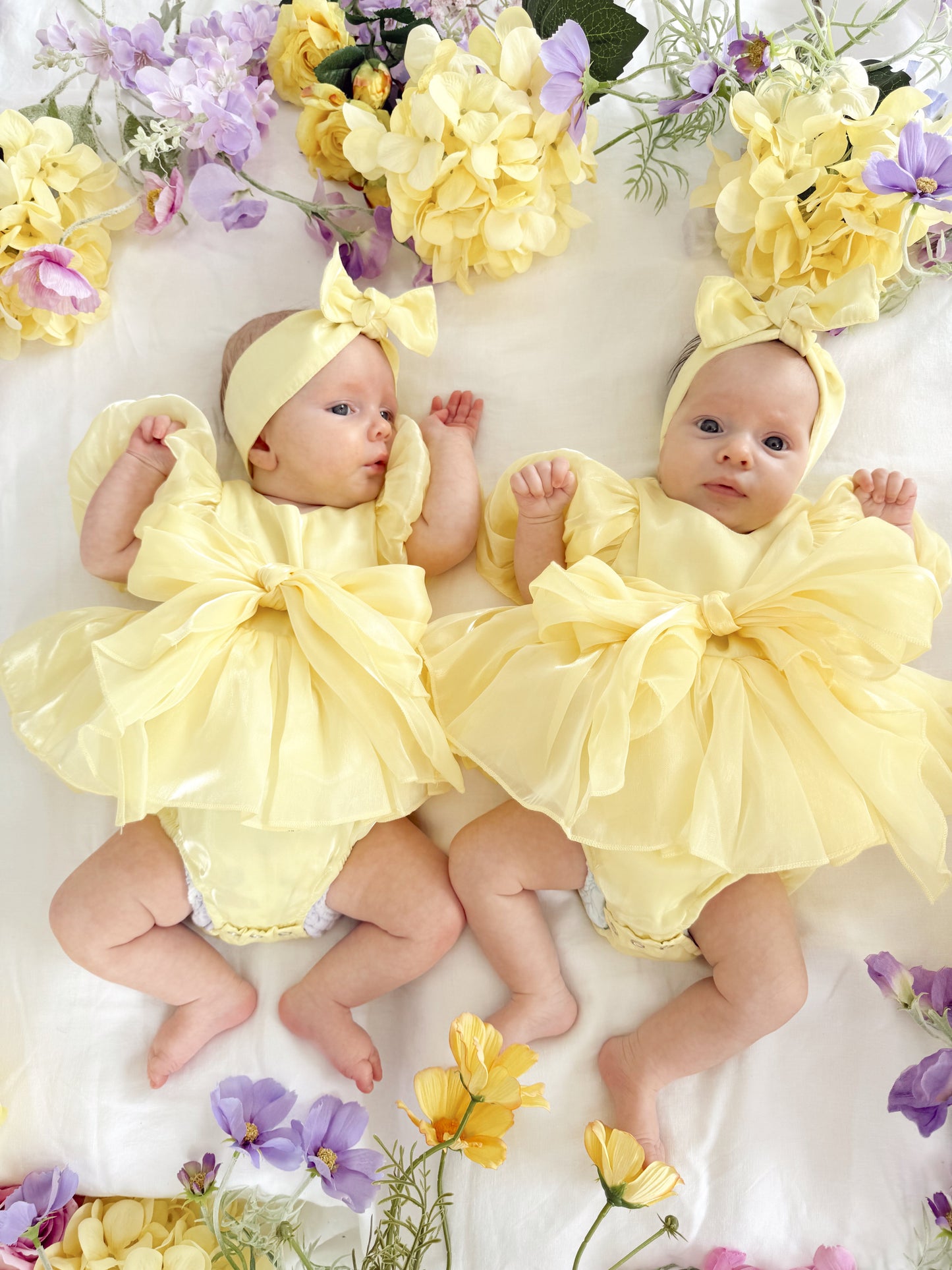 Scarlette Rose Canary Lemon Organza Baby Girl Party Romper