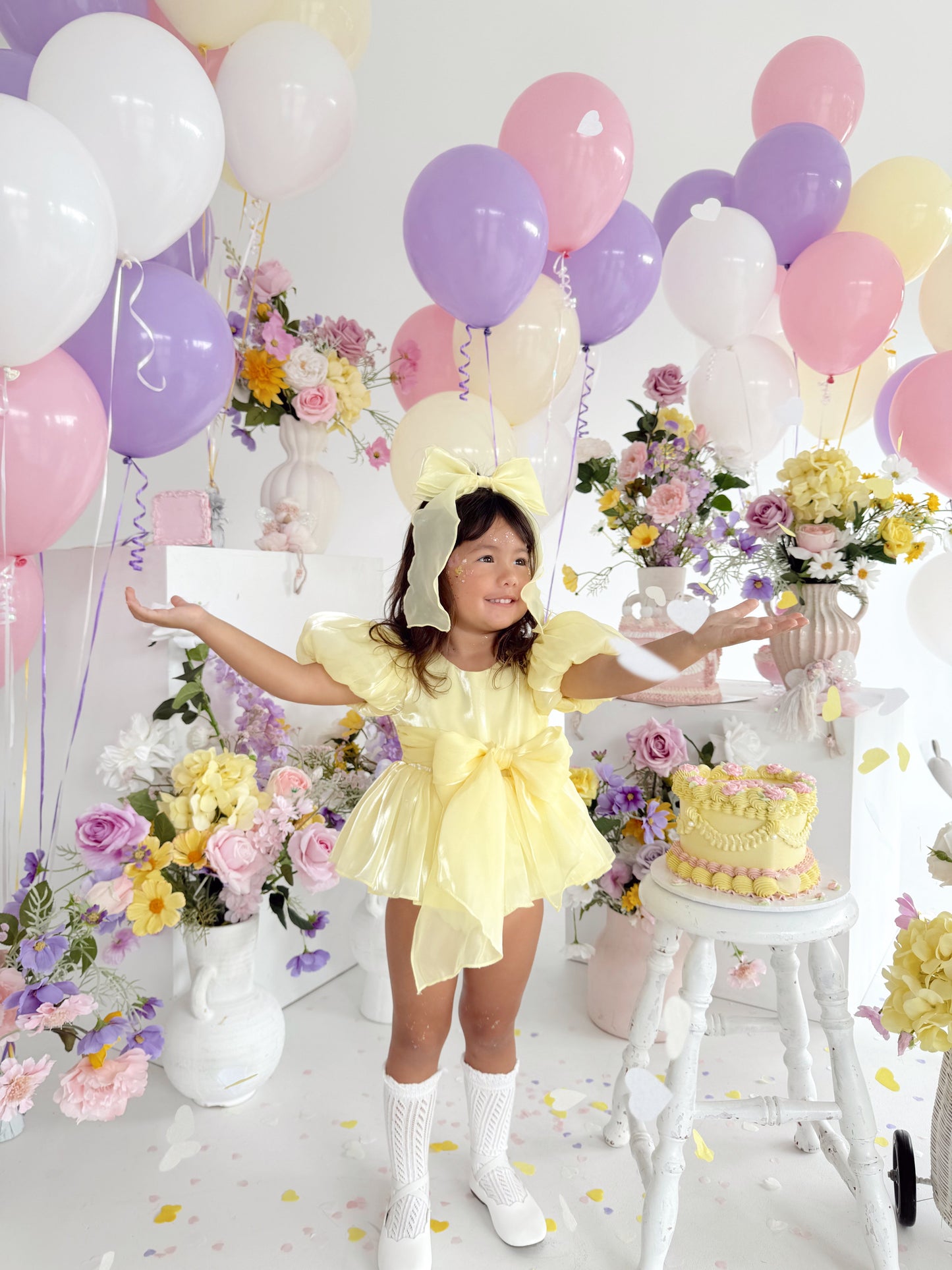 Scarlette Rose Canary Lemon Organza Baby Girl Party Romper