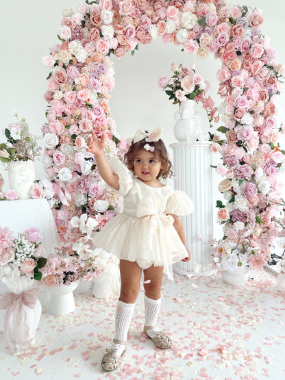 Clementine Matte Cream Organza Baby Girl Romper