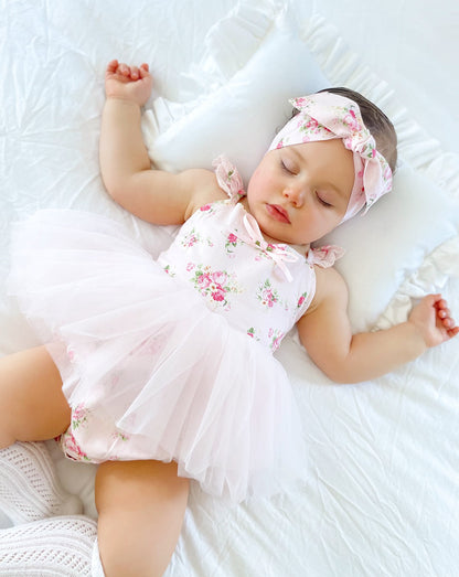 Mirabelle Flower Candy Pink Baby Girl Floral Tulle Party Romper