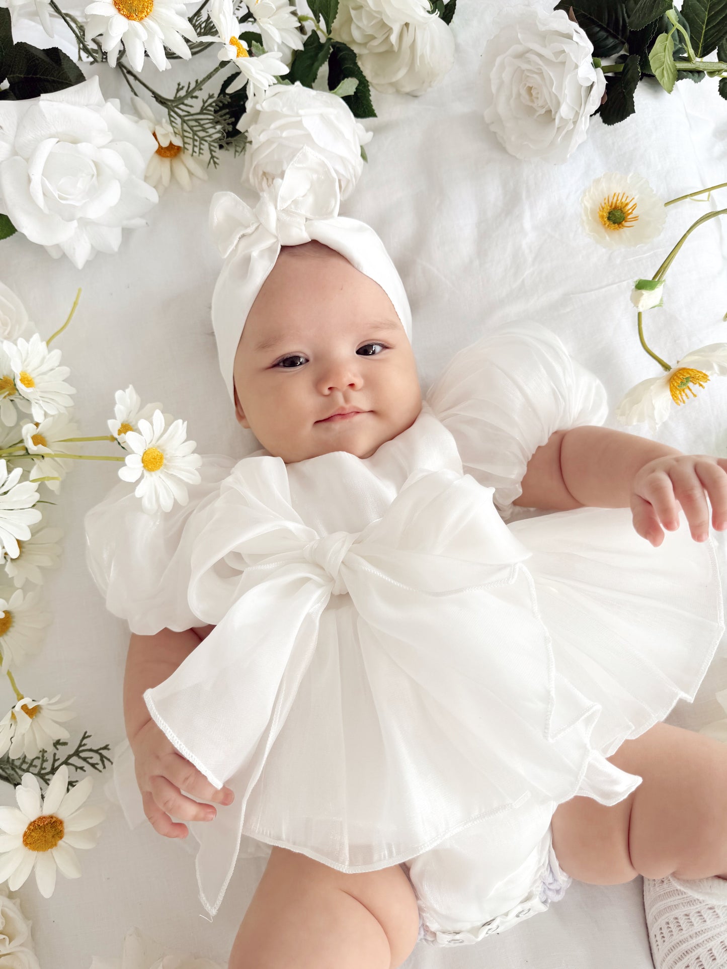 Dolly White Organza Baby Girl Party Romper