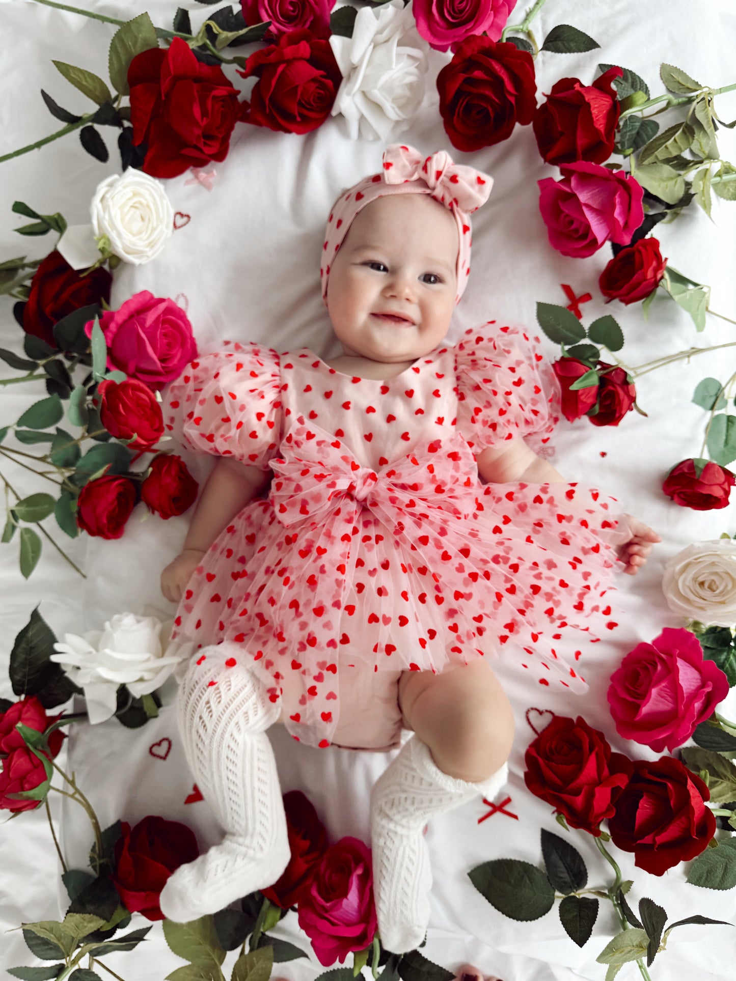 Lover Pink Heart Baby Girl Tulle Party Romper