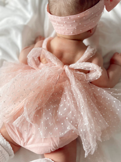 Wildflower Pink Rose Baby Girl Tulle Party Romper