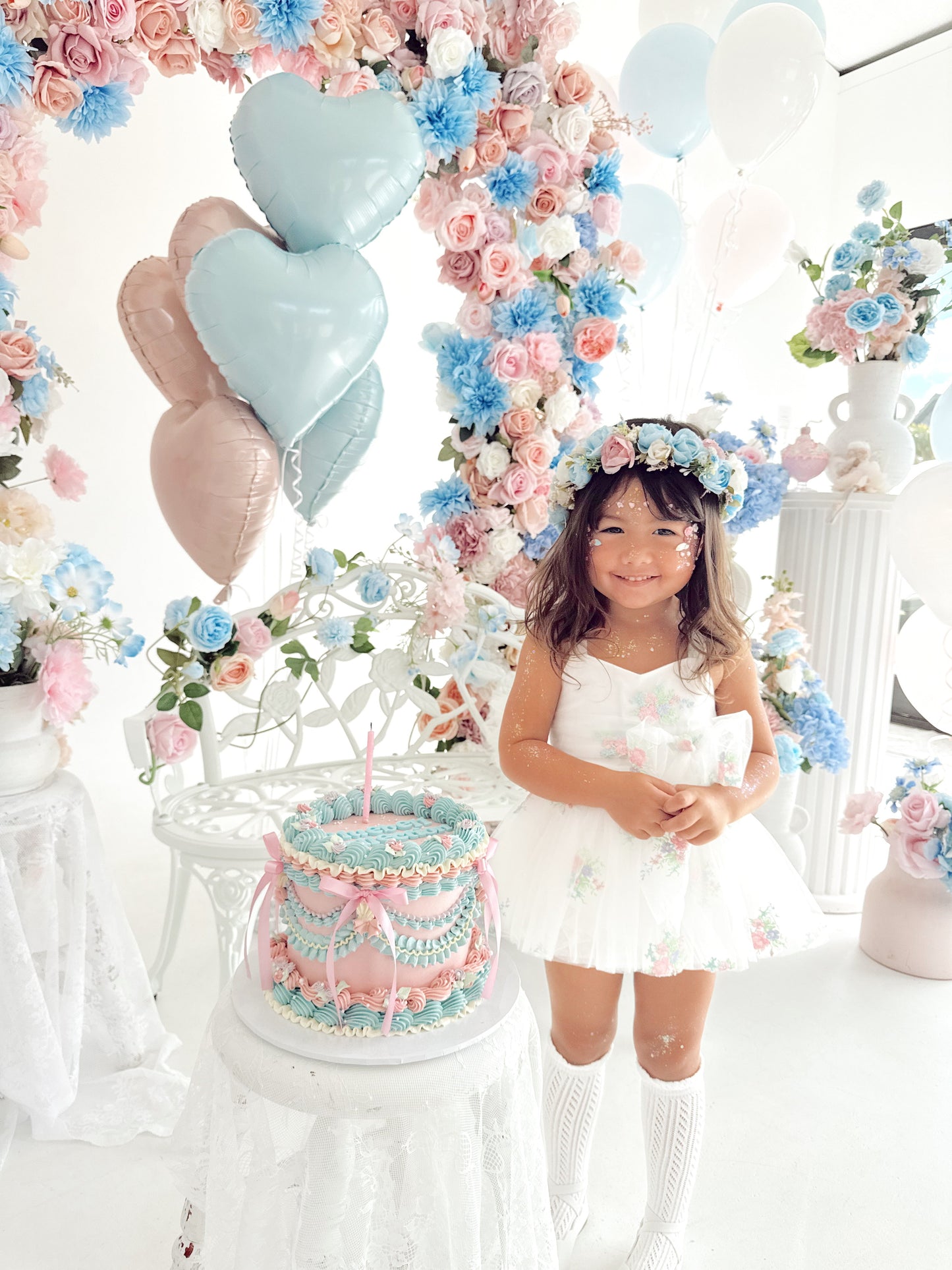 Aletta White Embroidered Baby Girl Tulle Party Romper