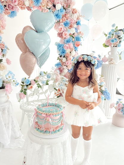 Aletta White Embroidered Baby Girl Tulle Party Romper