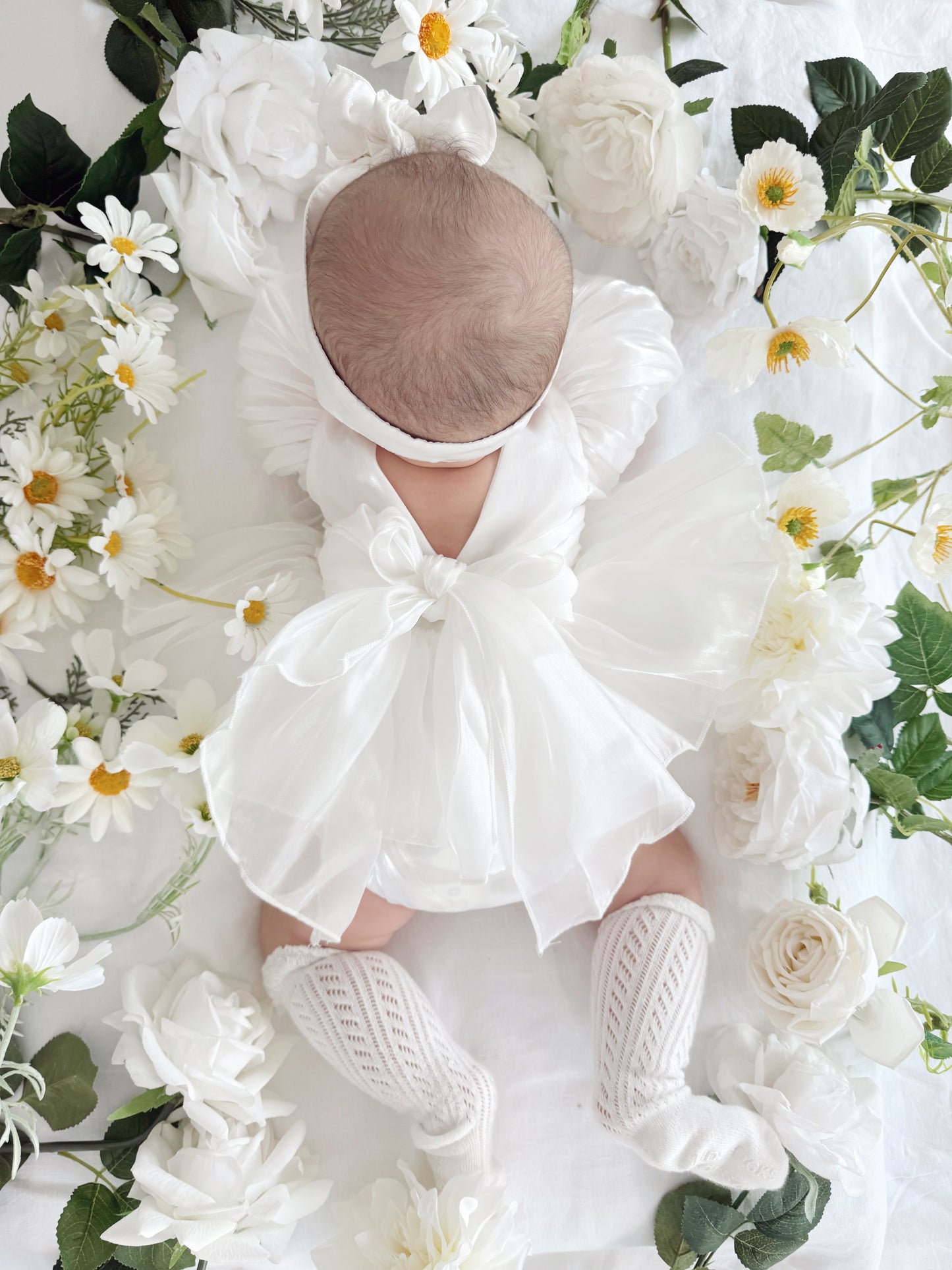 Dolly White Organza Baby Girl Party Romper