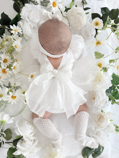 Dolly White Organza Baby Girl Party Romper