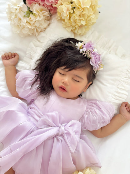 Scarlette Rose Purple Pearl Organza Baby Girl Party Romper