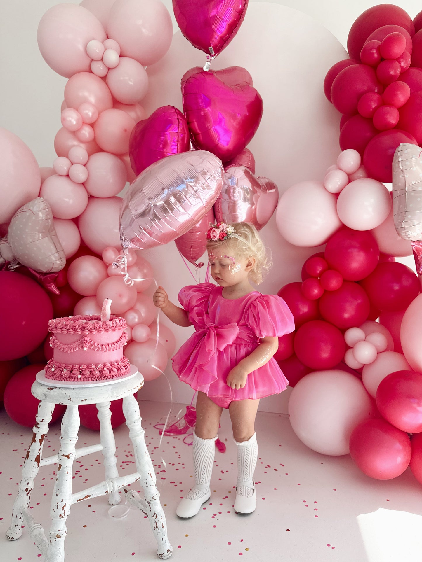 Dolly Fuchsia Pink Organza Baby Girl Party Romper
