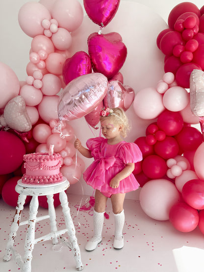 Dolly Fuchsia Pink Organza Baby Girl Party Romper