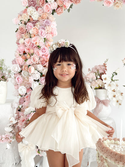Clementine Matte Cream Organza Baby Girl Romper