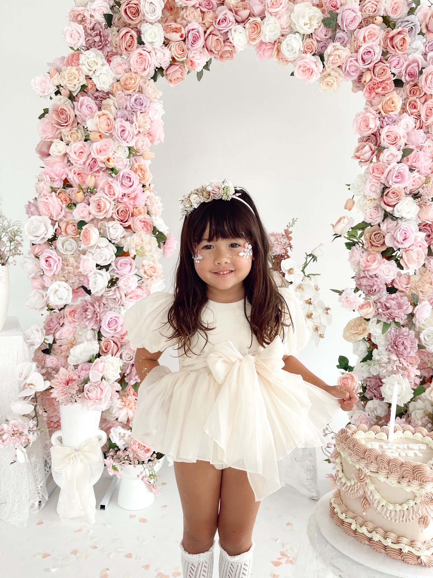 Clementine Matte Cream Organza Baby Girl Romper