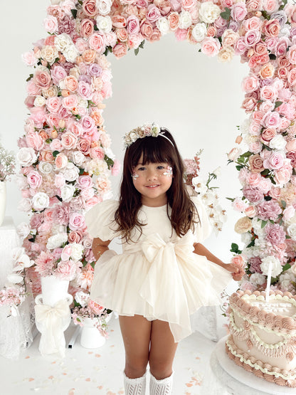Clementine Matte Cream Organza Baby Girl Romper