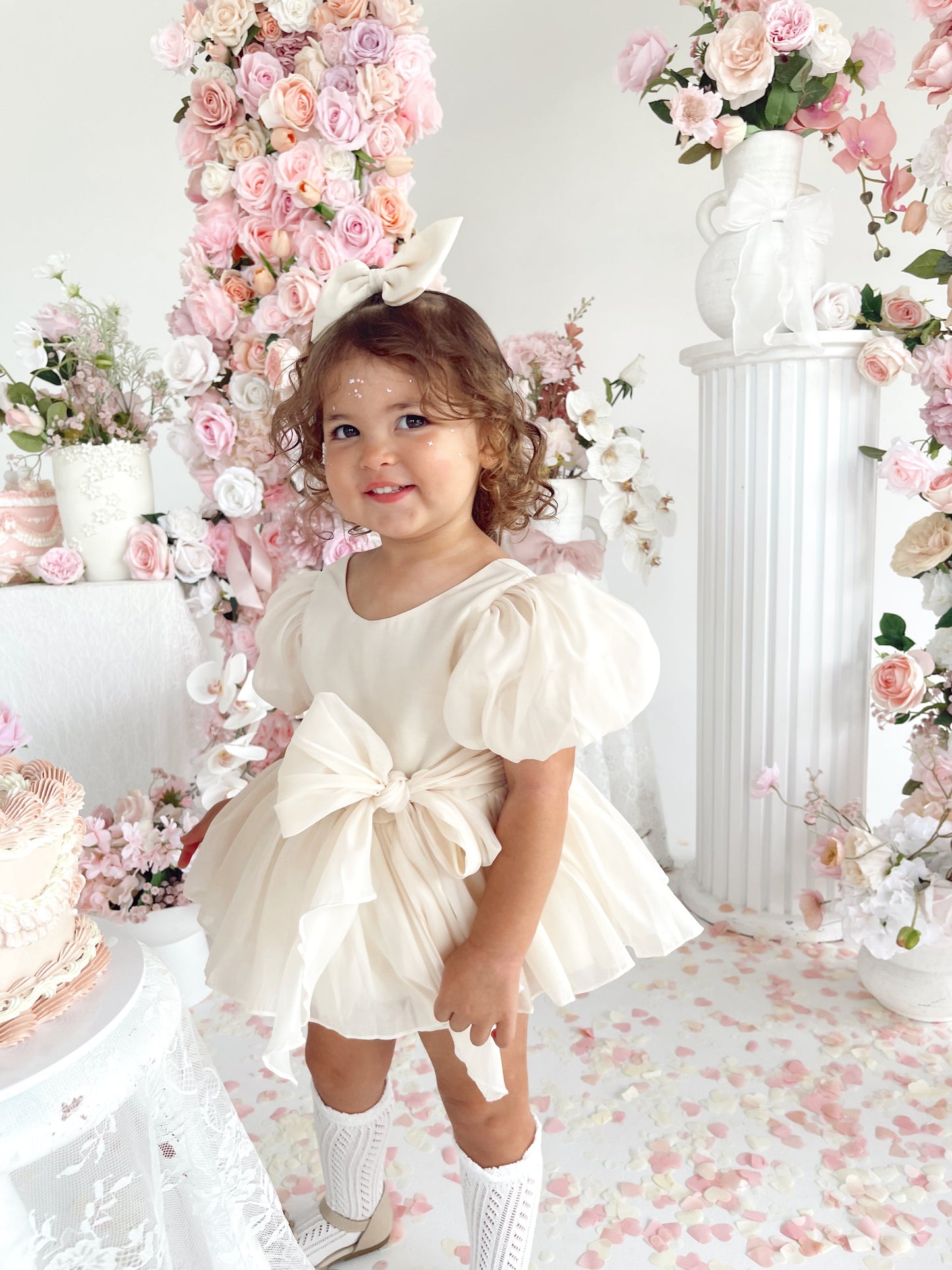 Clementine Matte Cream Organza Baby Girl Romper