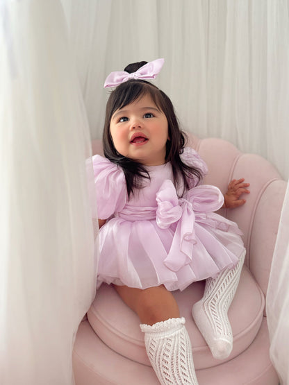 Scarlette Rose Purple Pearl Organza Baby Girl Party Romper