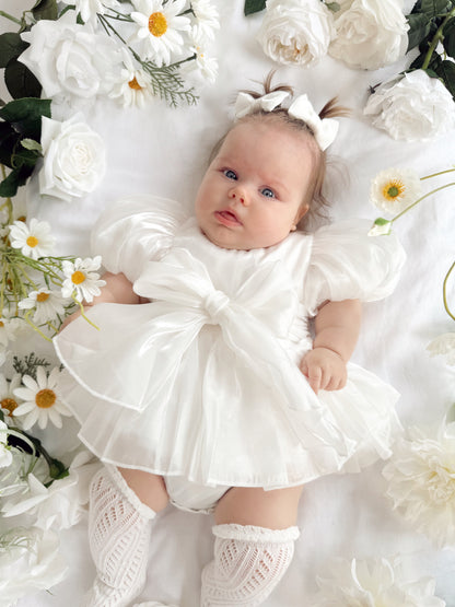 Dolly White Organza Baby Girl Party Romper