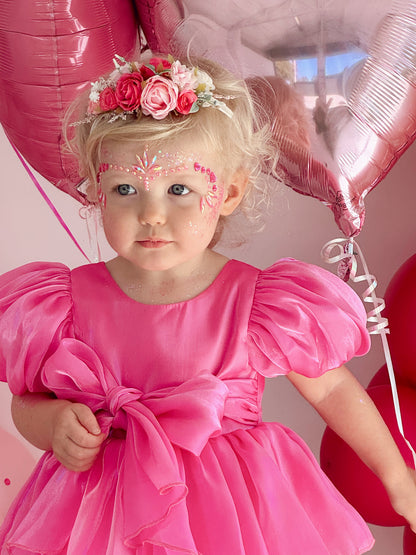 Dolly Fuchsia Pink Organza Baby Girl Party Romper