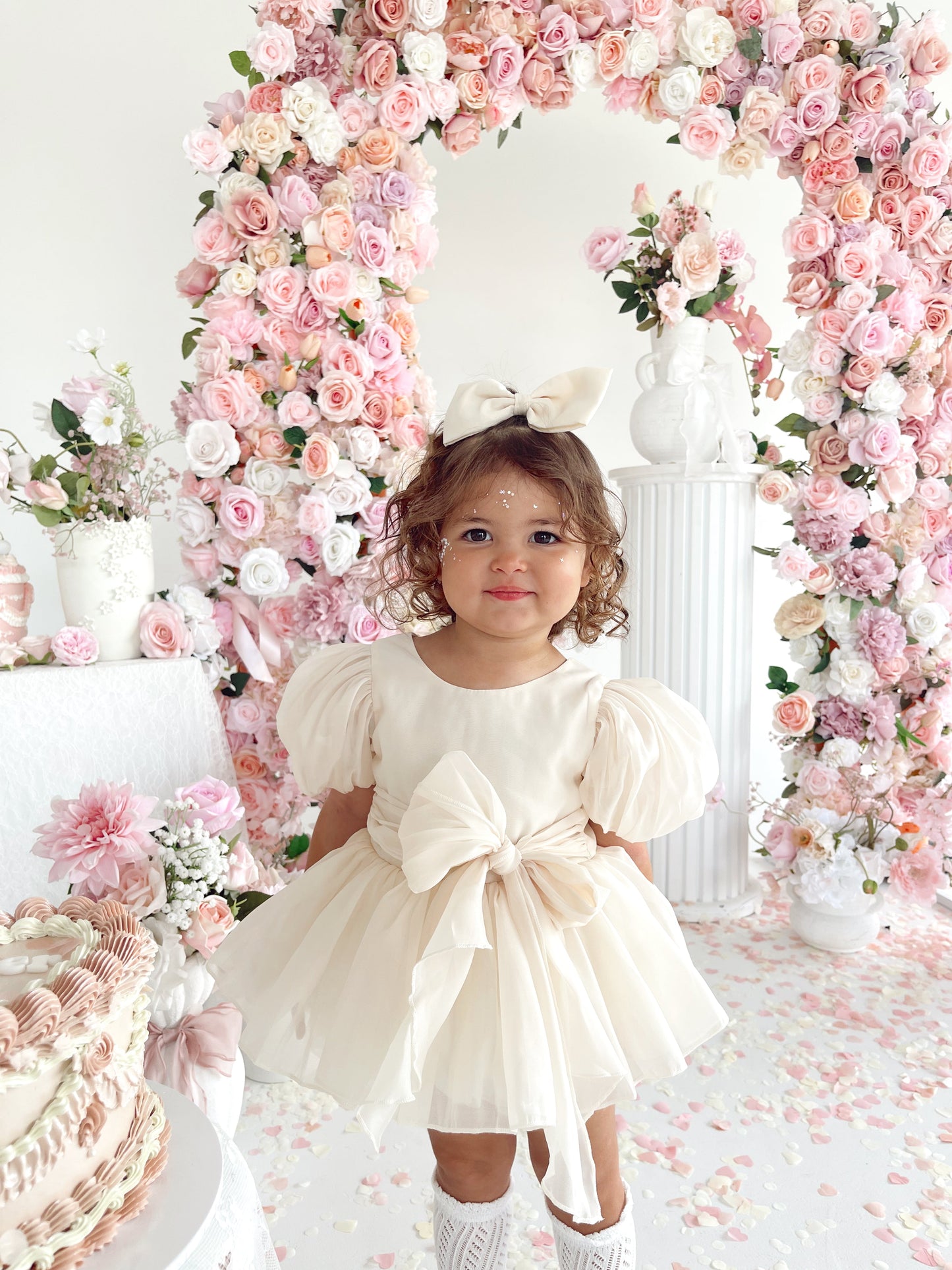 Clementine Matte Cream Organza Baby Girl Romper