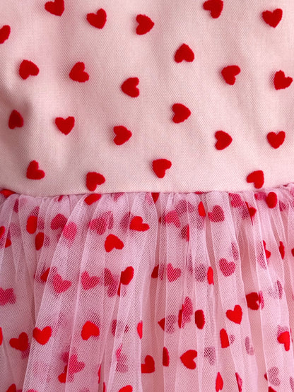 Lover Pink Heart Baby Girl Tulle Party Romper