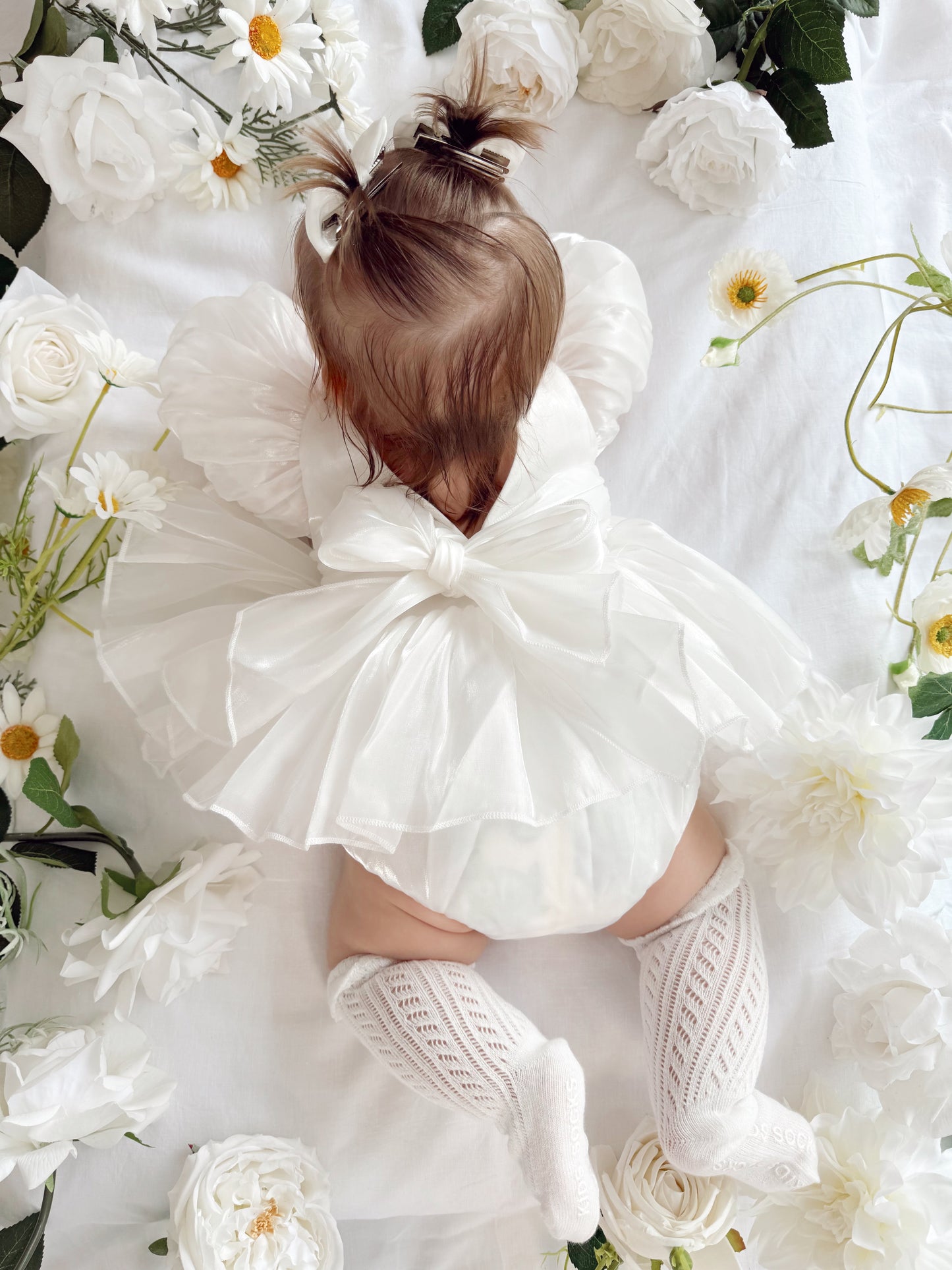 Dolly White Organza Baby Girl Party Romper