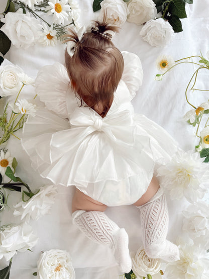 Dolly White Organza Baby Girl Party Romper