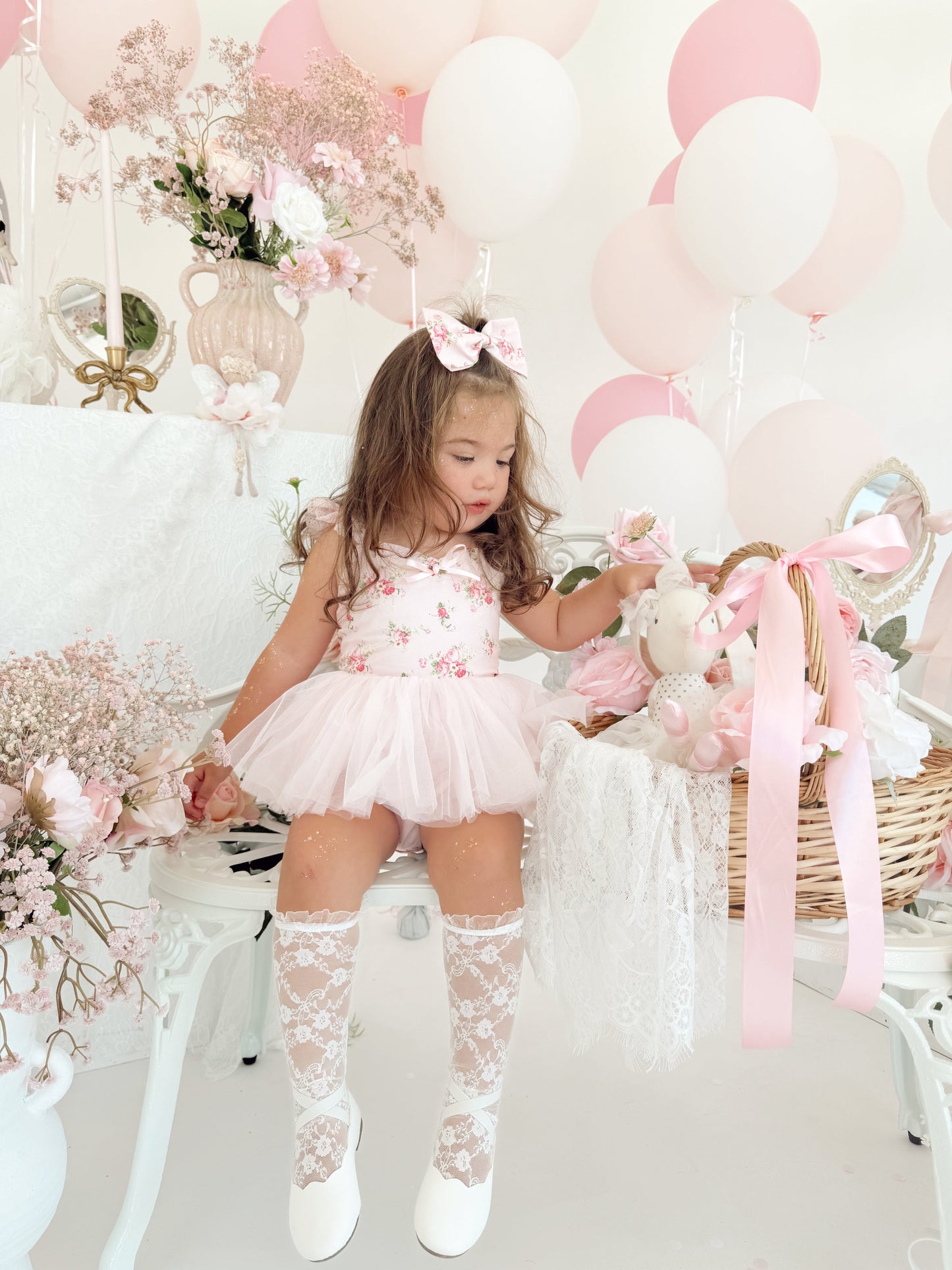 Mirabelle Flower Candy Pink Baby Girl Floral Tulle Party Romper