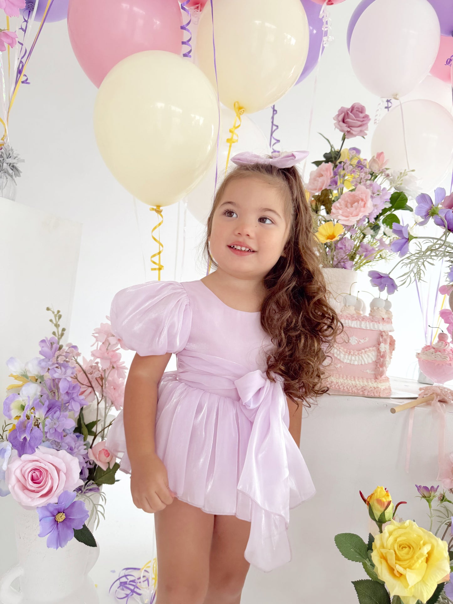 Scarlette Rose Purple Pearl Organza Baby Girl Party Romper