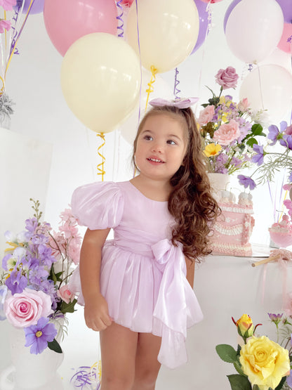 Scarlette Rose Purple Pearl Organza Baby Girl Party Romper