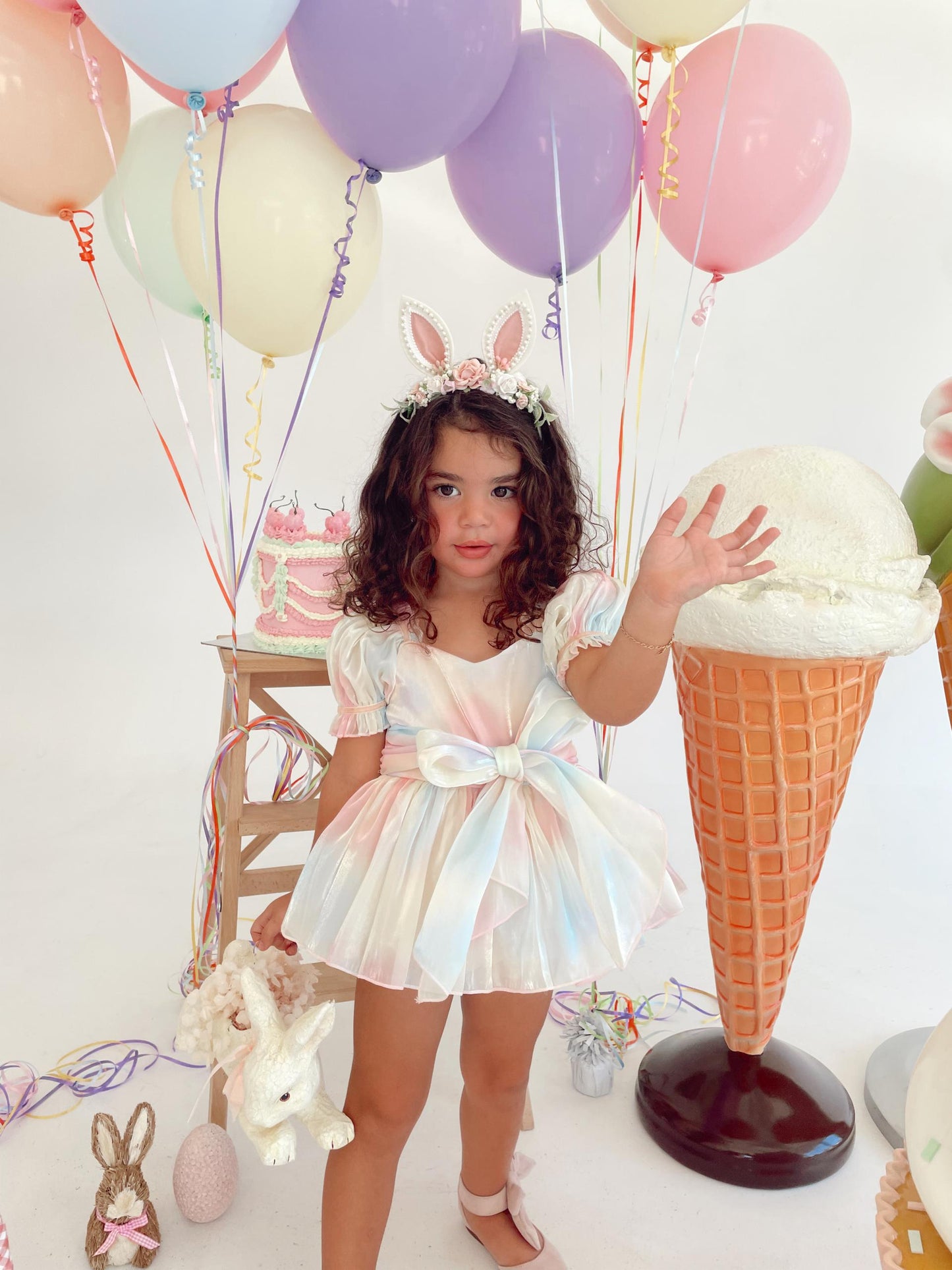 Sherbet Fairy Pastel Rainbow Organza Baby Girl Party Romper
