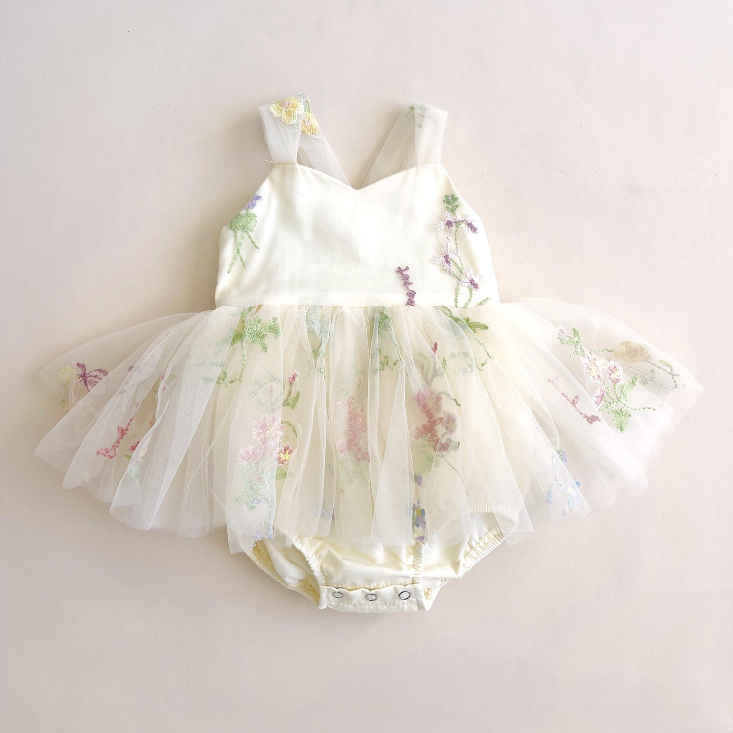 Sugar Plum Lemon Baby Girl Tulle Party Romper