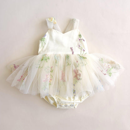 Sugar Plum Lemon Baby Girl Tulle Party Romper