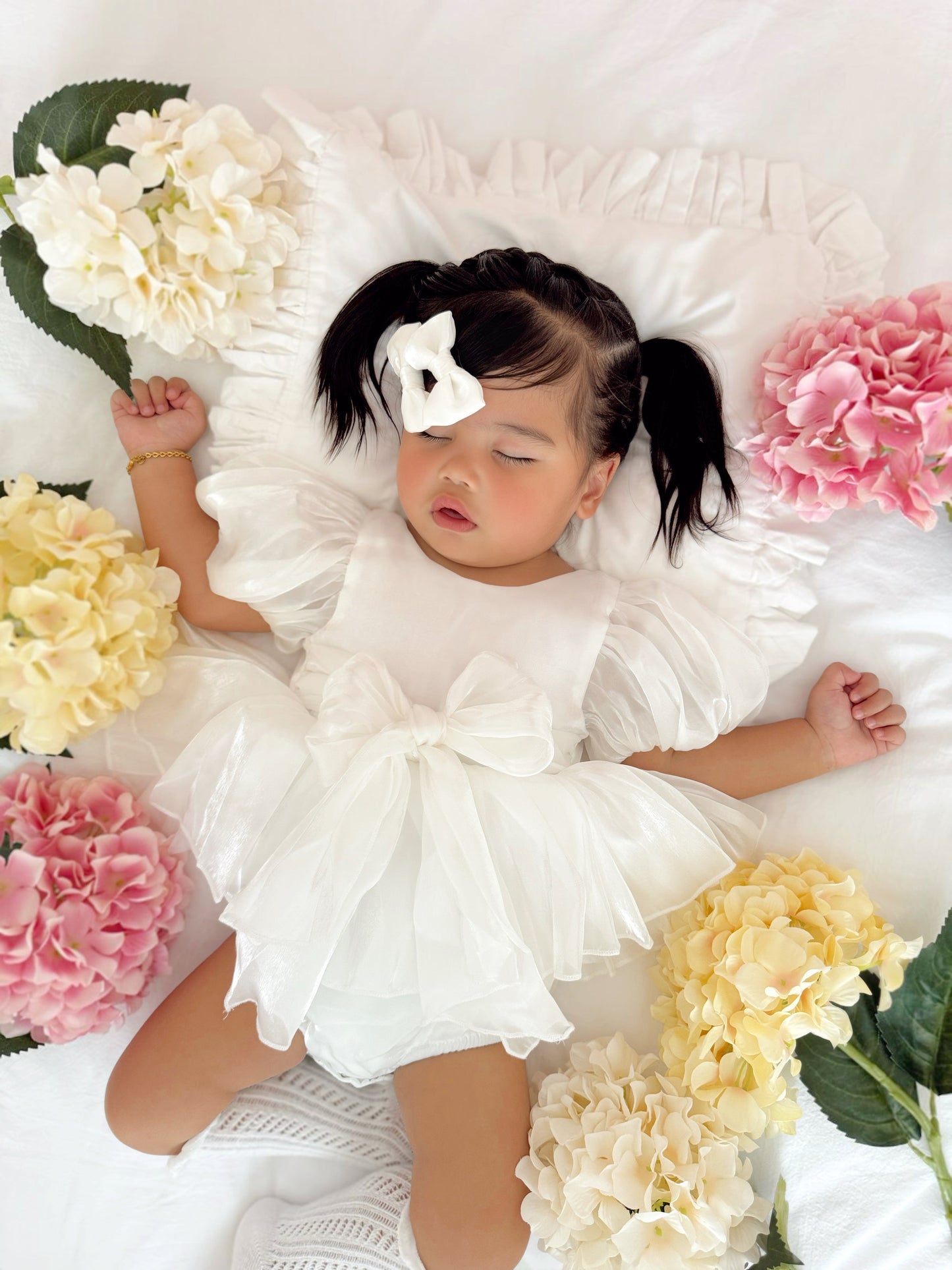 Dolly White Organza Baby Girl Party Romper
