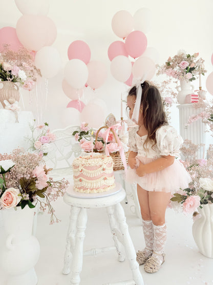 Odessa Flower Perfect Pink Floral Baby Girl Tulle Party Romper