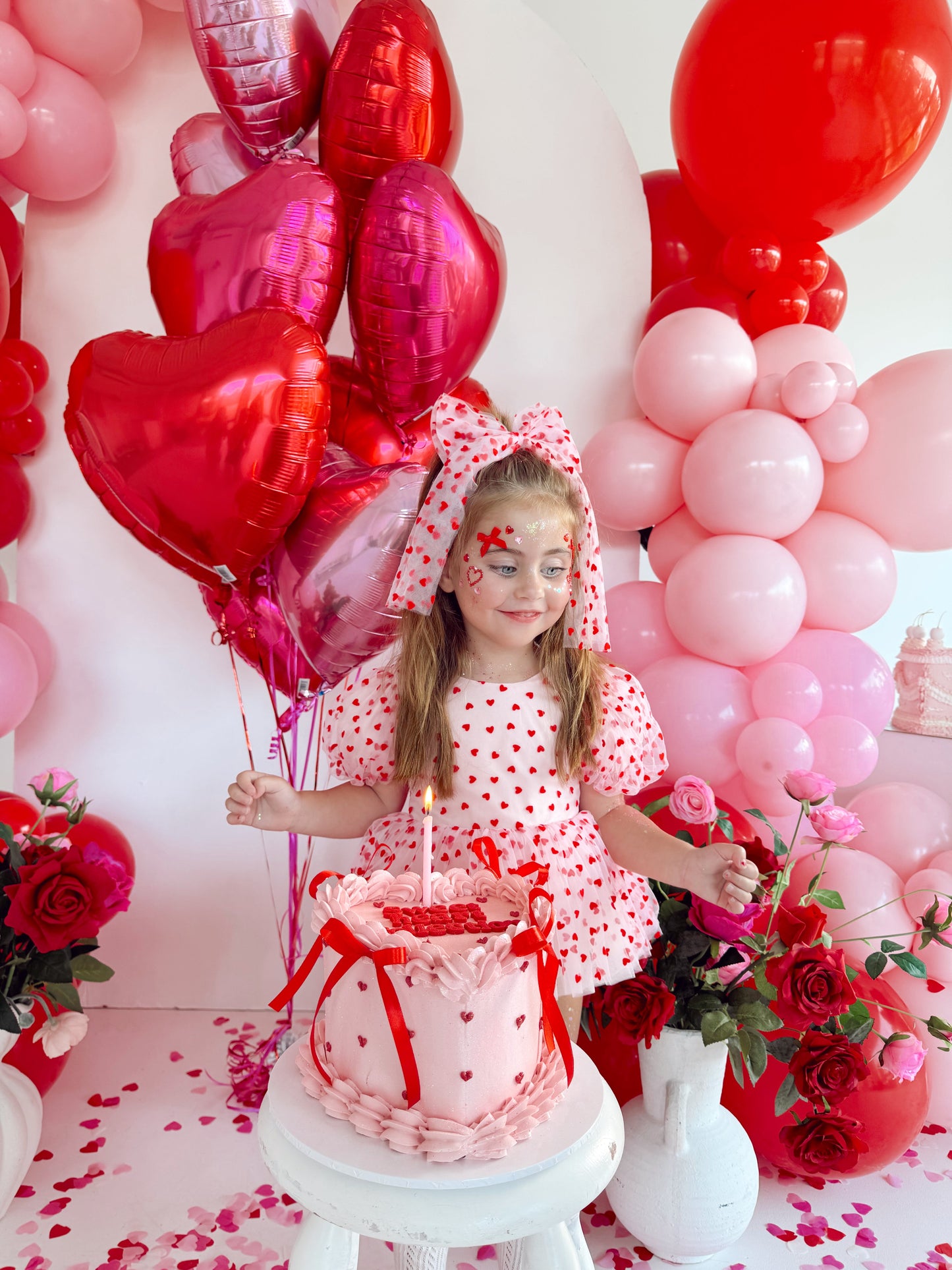 Lover Pink Heart Baby Girl Tulle Party Romper