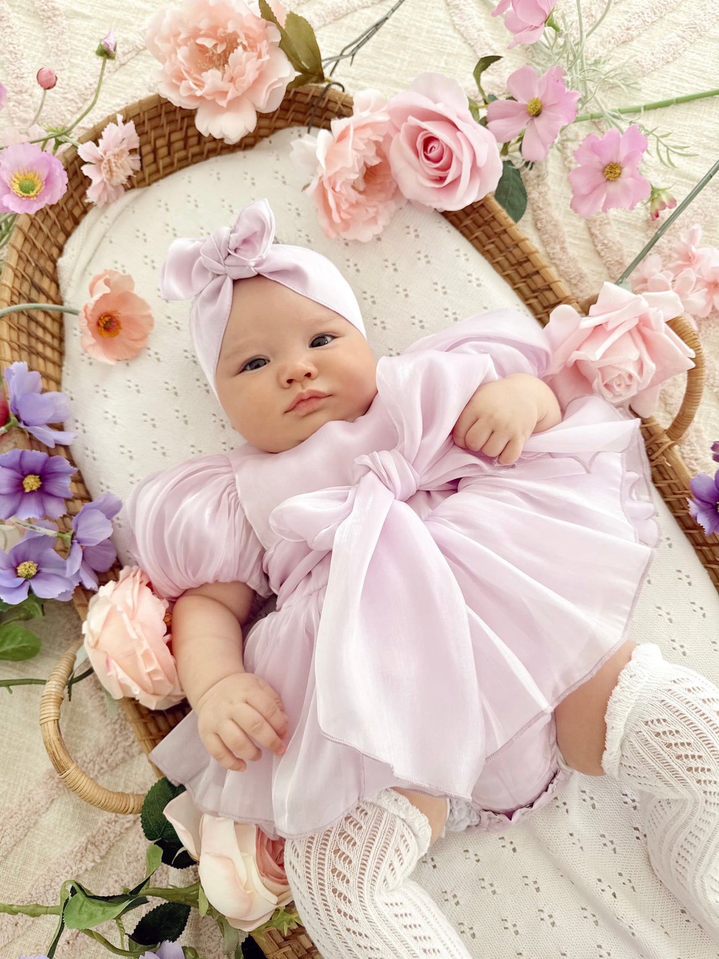Scarlette Rose Purple Pearl Organza Baby Girl Party Romper