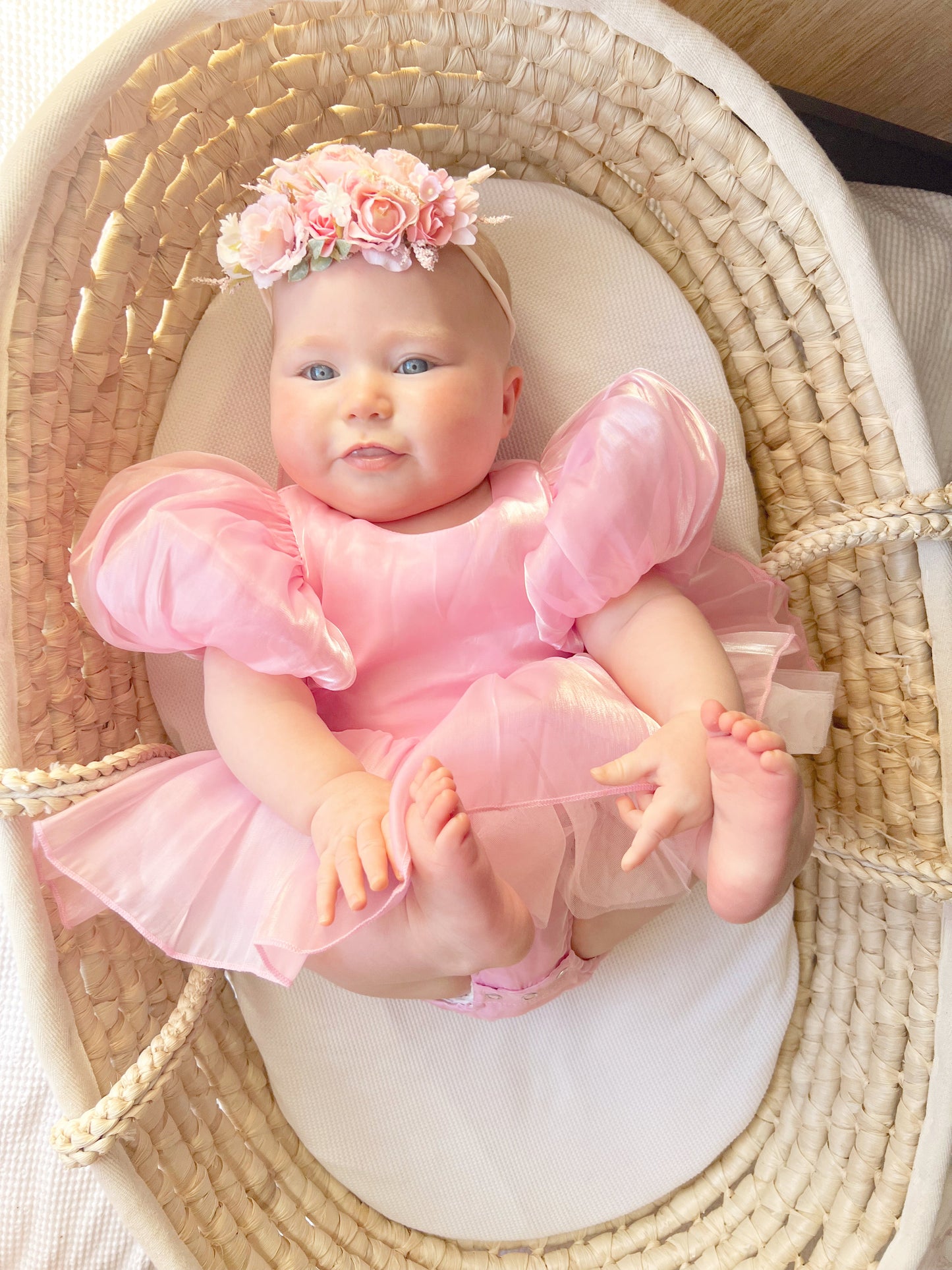 Dolly Candy Pink Organza Baby Girl Party Romper