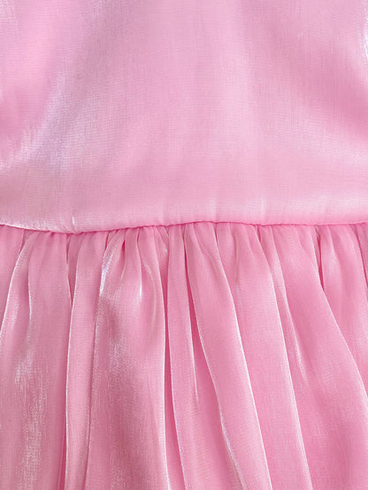 Dolly Candy Pink Organza Baby Girl Party Romper