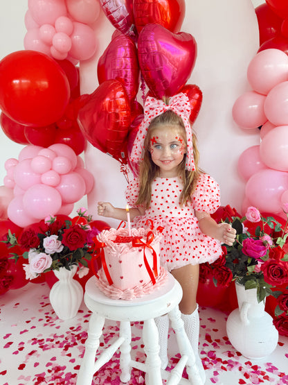 Lover Pink Heart Baby Girl Tulle Party Romper